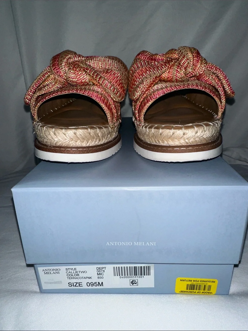 ANTONIO MELANI Terracotta Pink Knotted Espadrille Slides